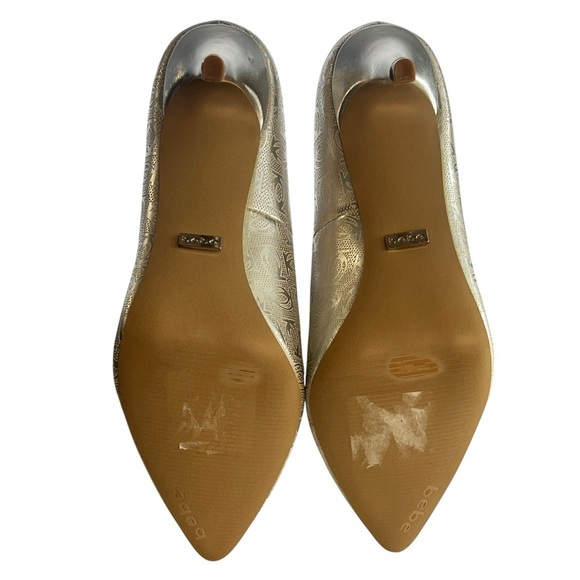 BEBE SAYDEE Stiletto Sassy Silver Chrome Pointed Toe 3.5 inch heel Sz 8.5 - Picture 12 of 12